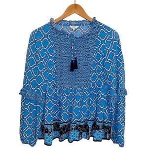 Crown & Ivy Elephant Border Babydoll Top Size Medium